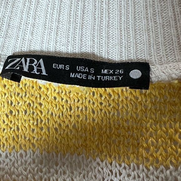 Zara Women’s V-Neck Striped Oversized Knitted Vest Yellow, Size Small - Picture 10 of 13